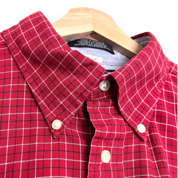 Tommy Hilfiger Red Windowpane Casual Button Down Shirt Men's Size XL - Picture 5 of 9